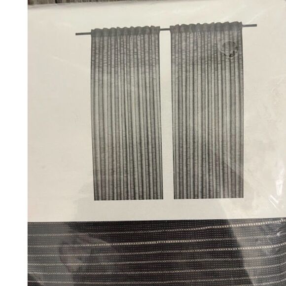 NIP IKEA 2 Window Curtain Panels Beige Gray Gradient Stripe 57x98 Modern Pair - Picture 3 of 5